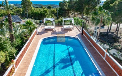 Villa, recently renovated, with guest apartment and stunning sea and mountain views.
